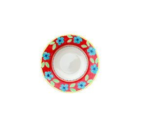 Sugarland - Color Me Mine Floral Red Rimmed Bowl