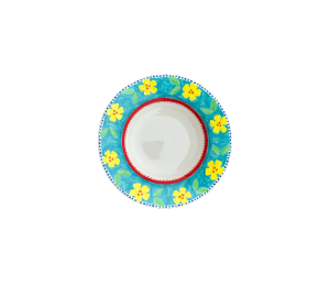 Sugarland - Color Me Mine Floral Blue Rimmed Bowl
